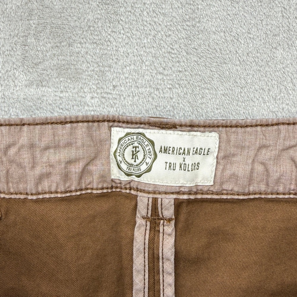 American Eagle x Tru Kolors Cargo Pants Mens 28x30 Brown Pleated Utility Pockets - Picture 11 of 13